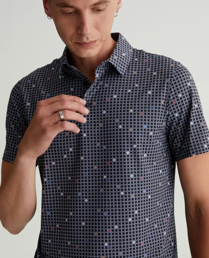 Bryce Polo City Grid Black Multi Men AG Jeans Polos Bryce Polo City Grid Black Multi Men AG Jeans Polos