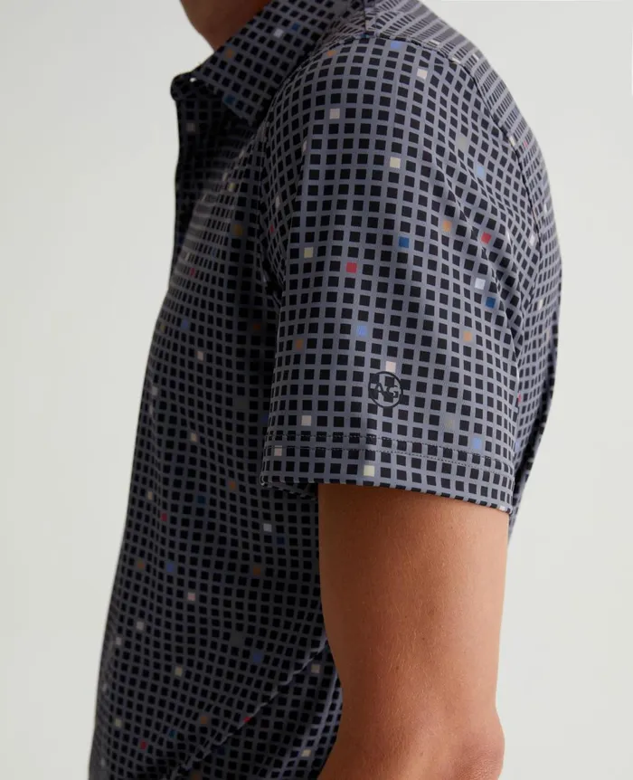 Bryce Polo City Grid Black Multi Men AG Jeans Polos Bryce Polo City Grid Black Multi Men AG Jeans Polos