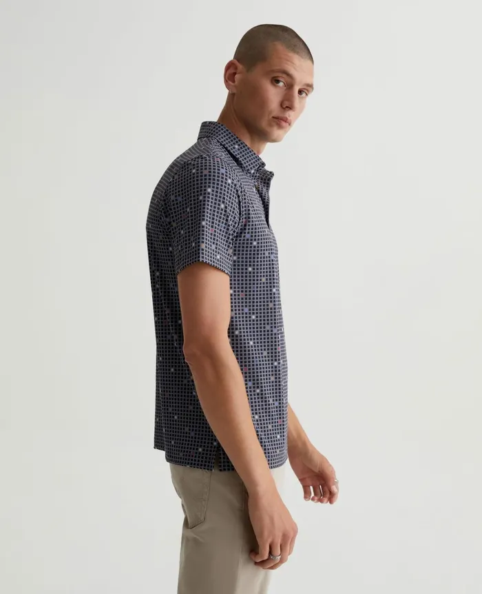 Bryce Polo City Grid Black Multi Men AG Jeans Polos Bryce Polo City Grid Black Multi Men AG Jeans Polos