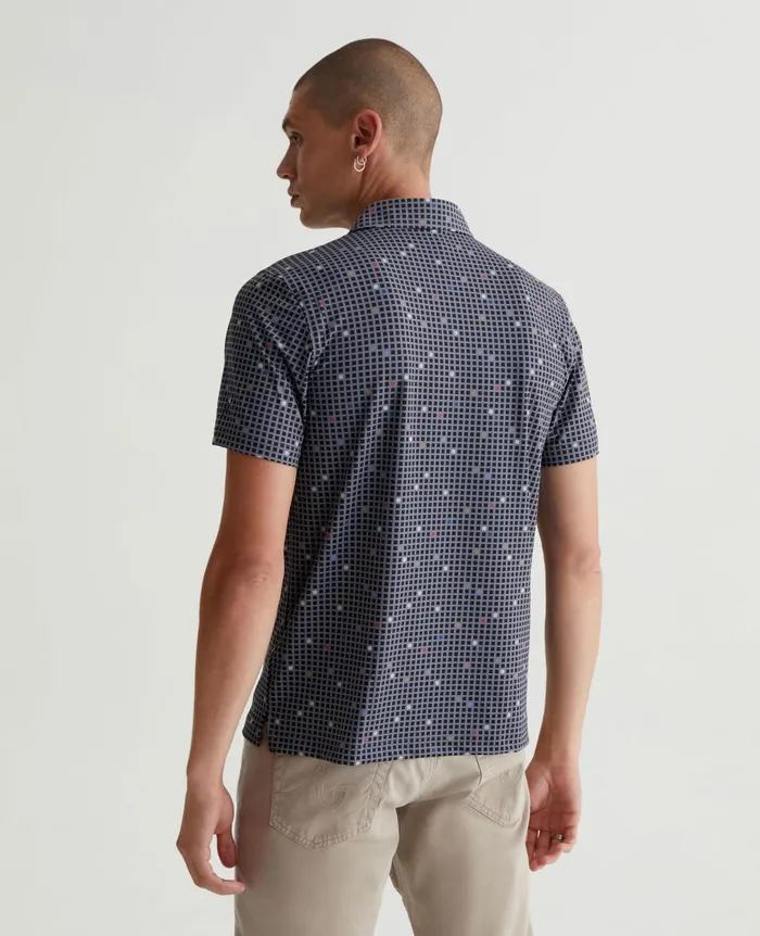 Bryce Polo City Grid Black Multi Men AG Jeans Polos Bryce Polo City Grid Black Multi Men AG Jeans Polos