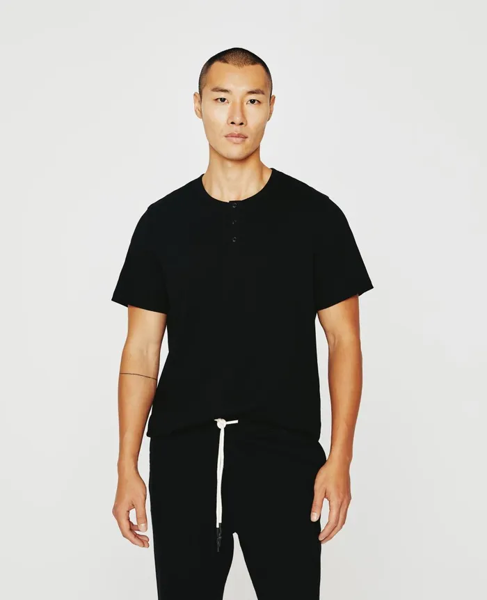 Bryce Short Sleeve Henley True Black Men AG Jeans Tees Bryce Short Sleeve Henley True Black Men AG Jeans Tees