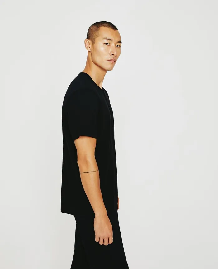 Bryce Short Sleeve Henley True Black Men AG Jeans Tees Bryce Short Sleeve Henley True Black Men AG Jeans Tees