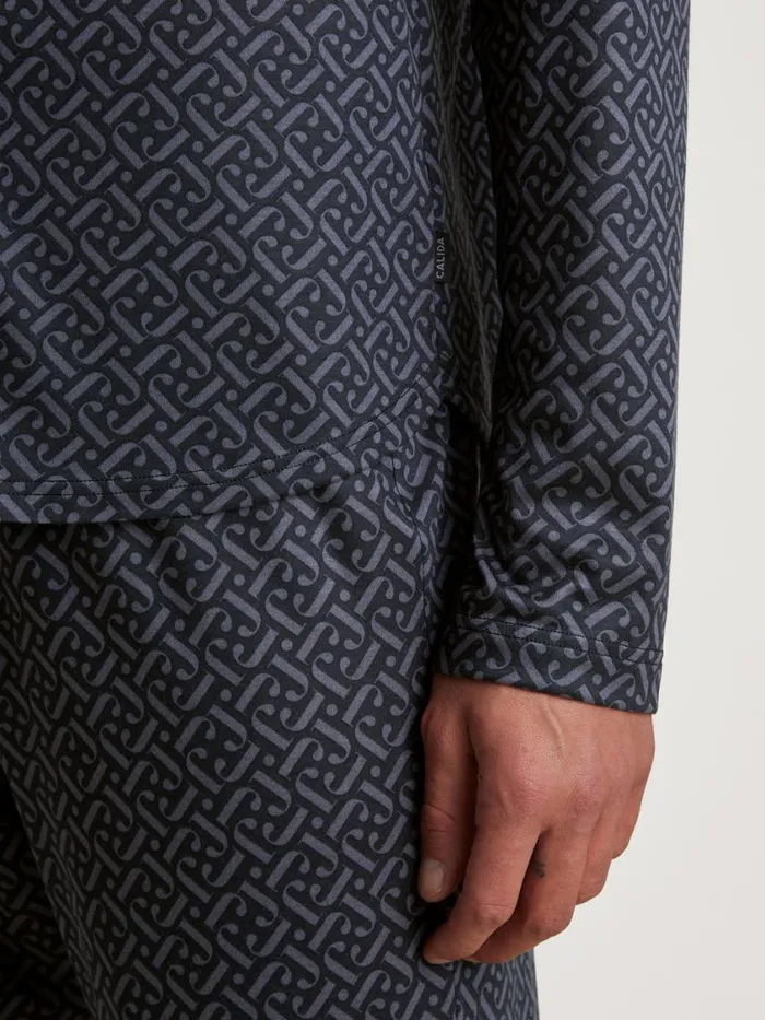 CALIDA Pyjamas Men Pyjama Buttoned Schwarz