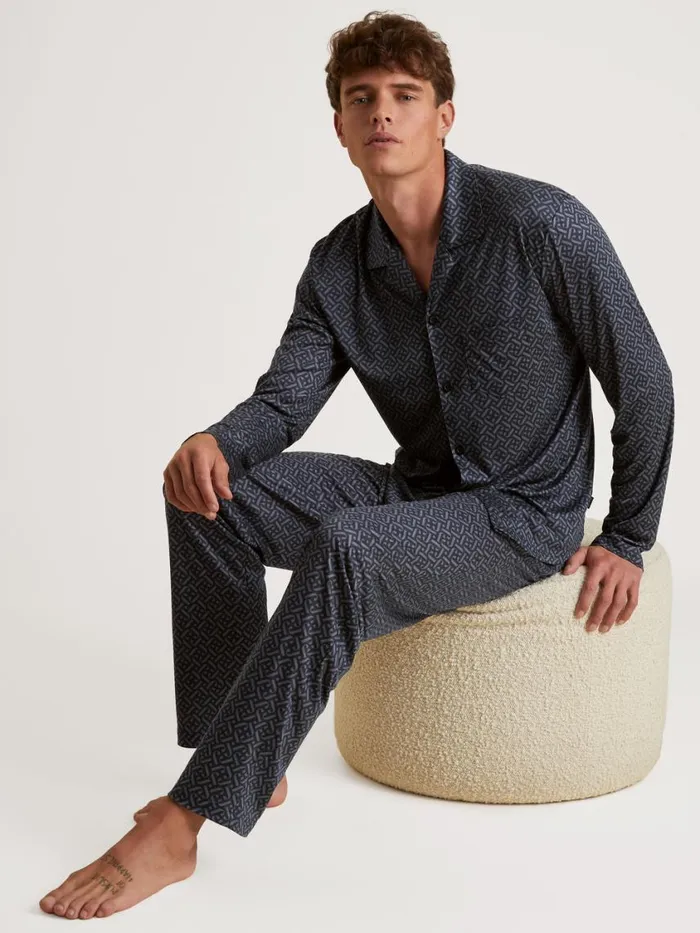 CALIDA Pyjamas Men Pyjama Buttoned Schwarz