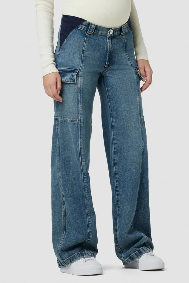 Cargo Women Hudson Jeans Utility Wide Leg Cargo Maternity Pant Deep Indigo