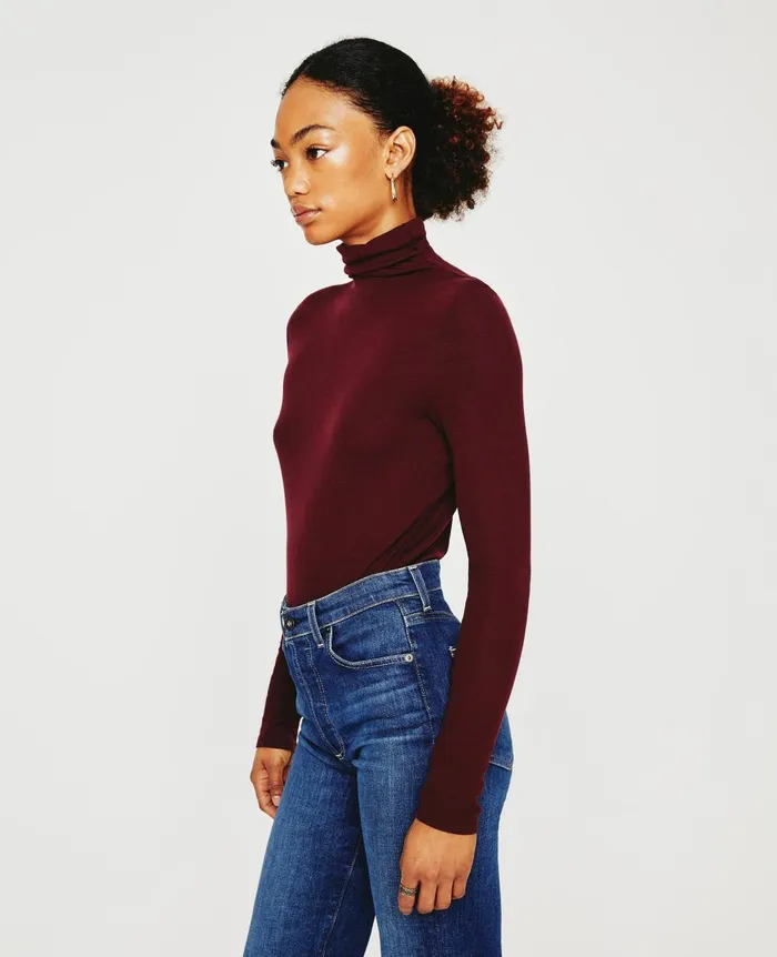 Chels Turtleneck Wine Bloom Women AG Jeans Tops and Shirts Chels Turtleneck Wine Bloom Women AG Jeans Tops and Shirts