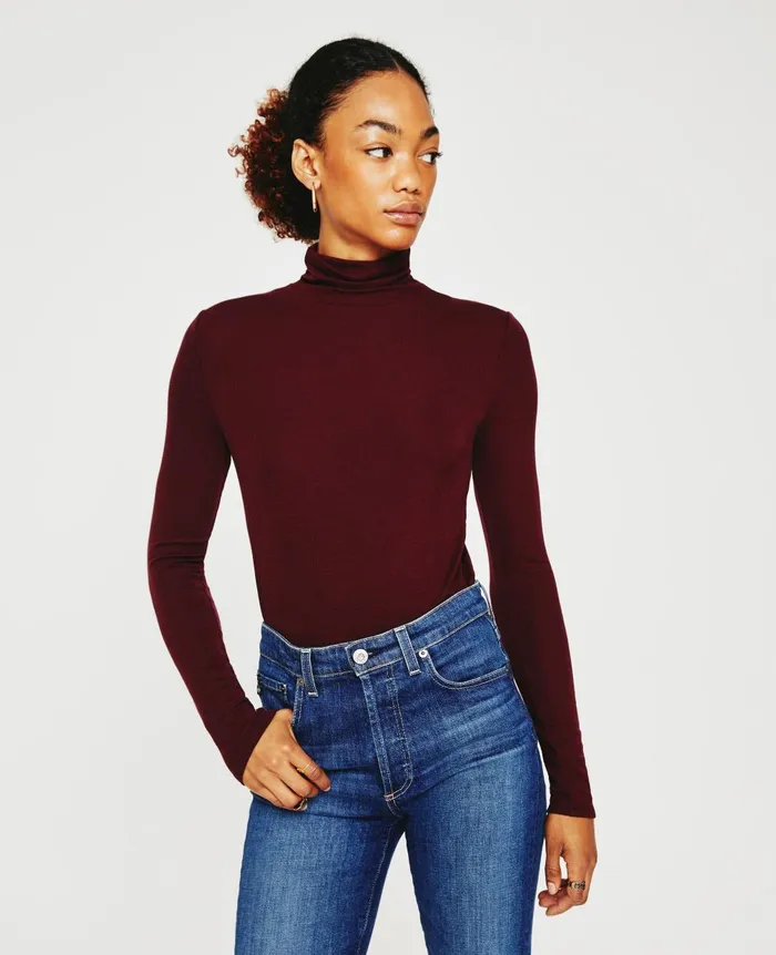 Chels Turtleneck Wine Bloom Women AG Jeans Tops and Shirts Chels Turtleneck Wine Bloom Women AG Jeans Tops and Shirts