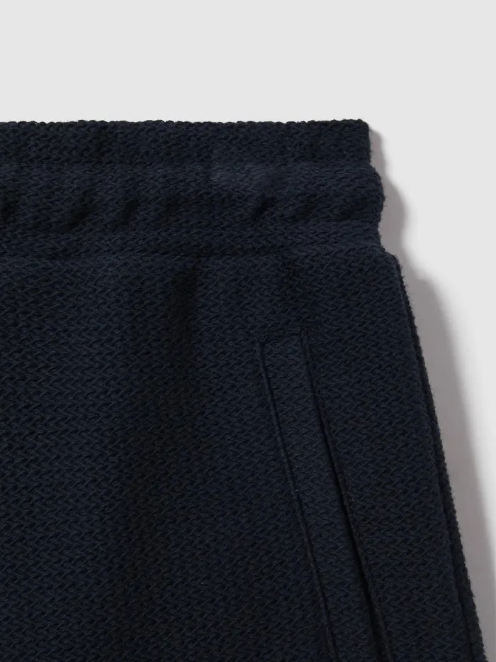 Children Reiss CoOrds Hester Textured Cotton Drawstring Shorts Navy