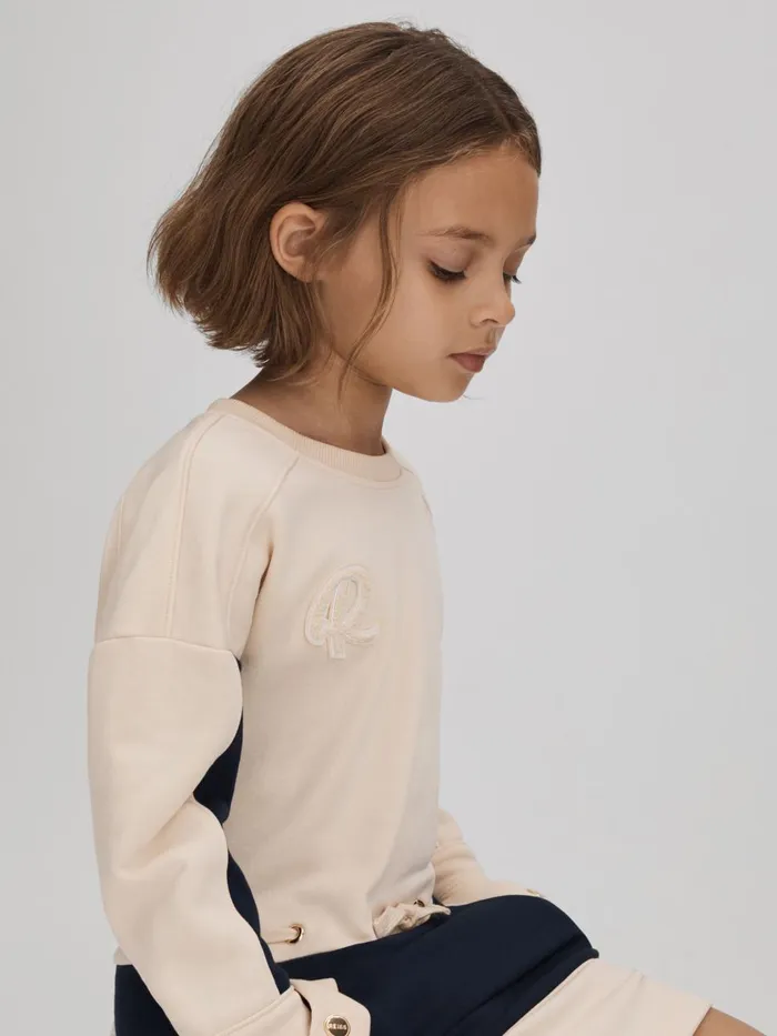 Children Reiss Dresses Elsa Cotton Jersey Blend Crew Neck Dress Ivory