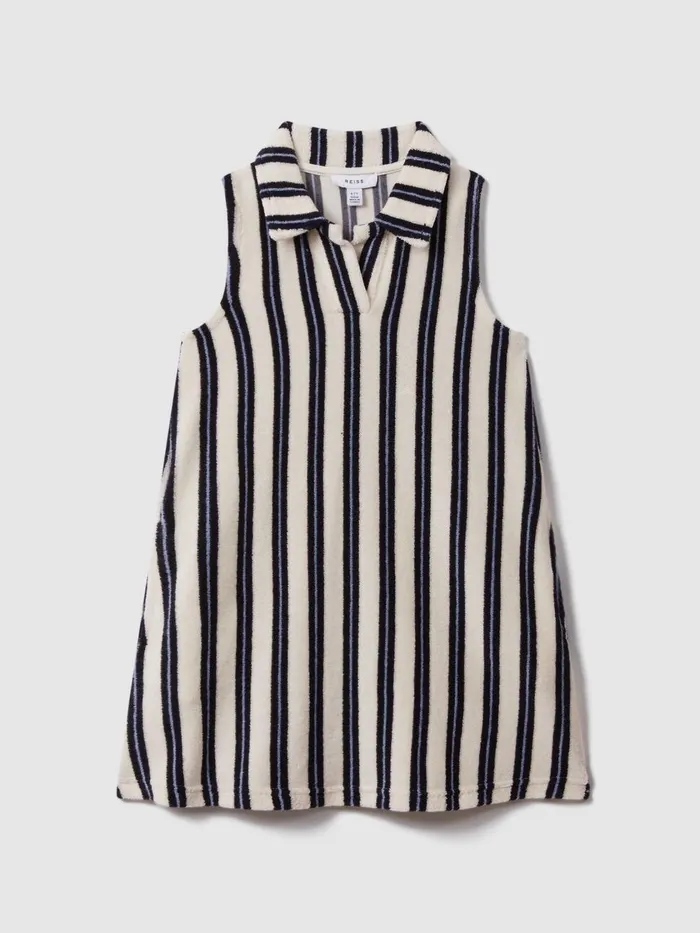 Children Reiss Dresses Felicia Towelling Open Collar Dress Ivory Print