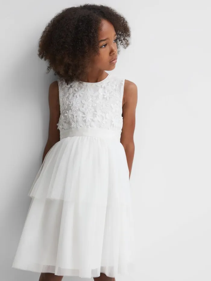 Children Reiss Dresses Rocha Embellished Tulle Dress Ivory