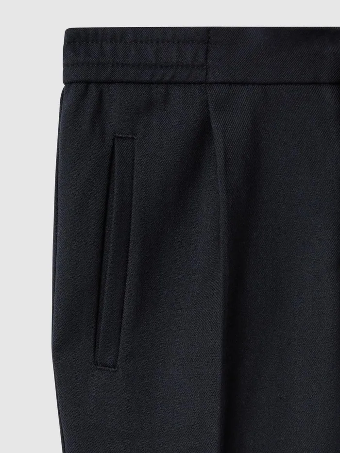 Children Reiss Pants Brighton Relaxed Elasticated Trousers With TurnUps Navy