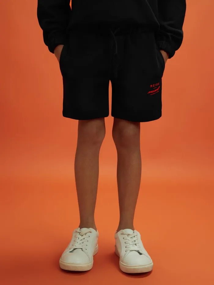 Children Reiss Reiss X Mclaren F1 Team F1 Cotton Drawstring Shorts Black