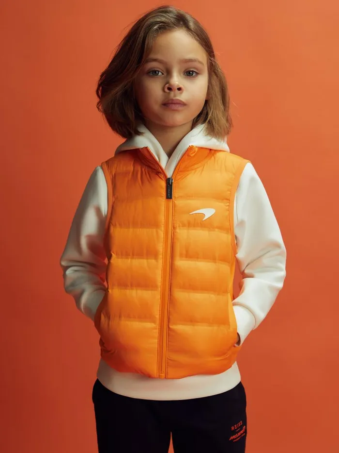 Children Reiss Reiss X Mclaren F1 Team F1 Hybrid Quilt And Knit Gilet Papaya