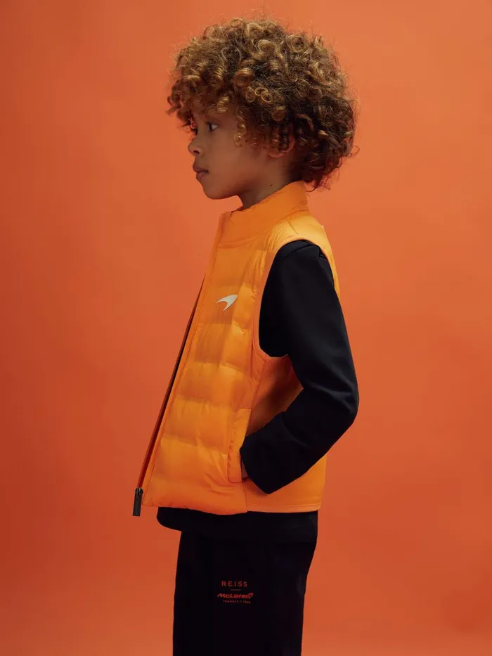 Children Reiss Reiss X Mclaren F1 Team F1 Hybrid Quilt And Knit Gilet Papaya