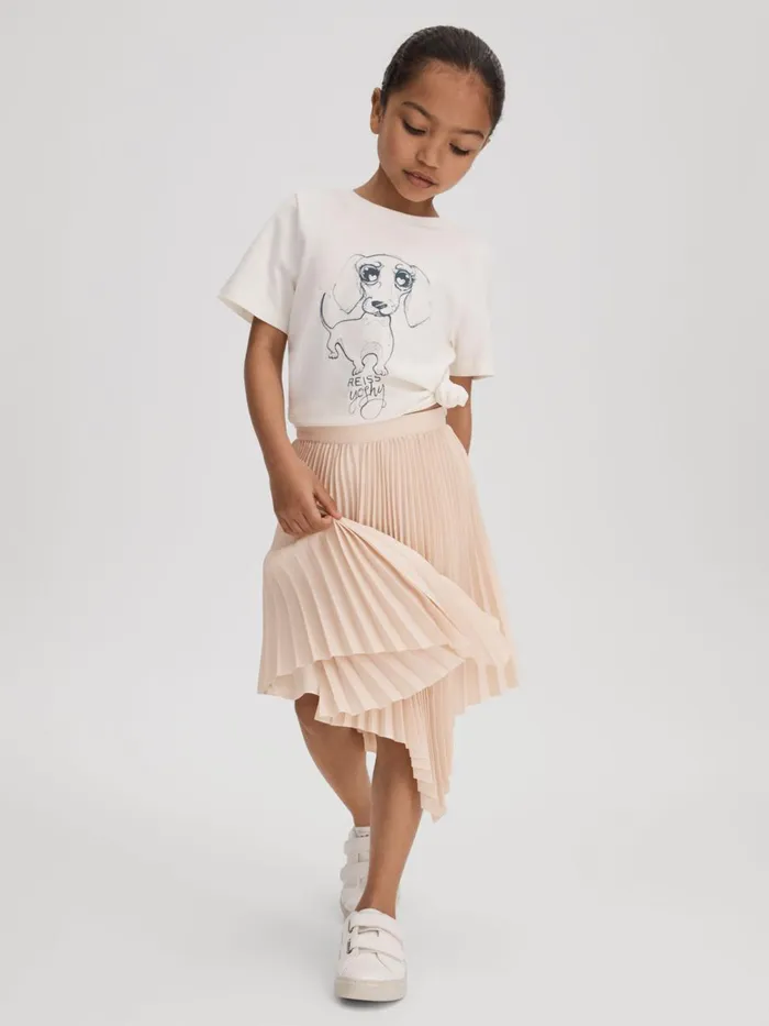 Children Reiss Skirts and Shorts Azalea Pleated Asymmetric Skirt Pink