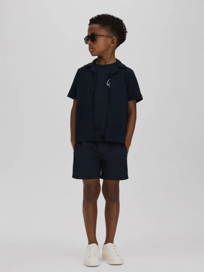Children Reiss Sweats and Hoodies Acen Linen Drawstring Shorts Navy