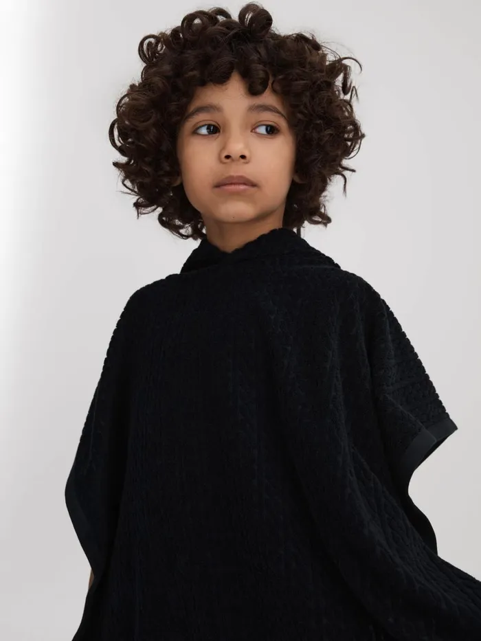 Children Reiss Sweats and Hoodies Shine Textured Towelling Hooded Poncho Navy