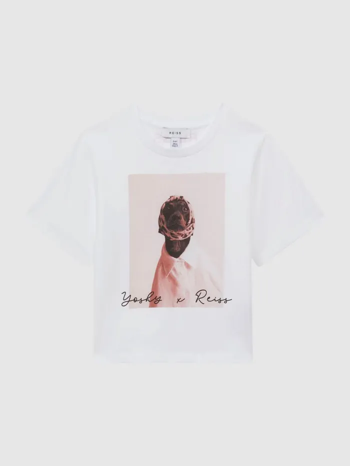 Children Reiss Tops and TShirts Yoshy Cotton Print TShirt White