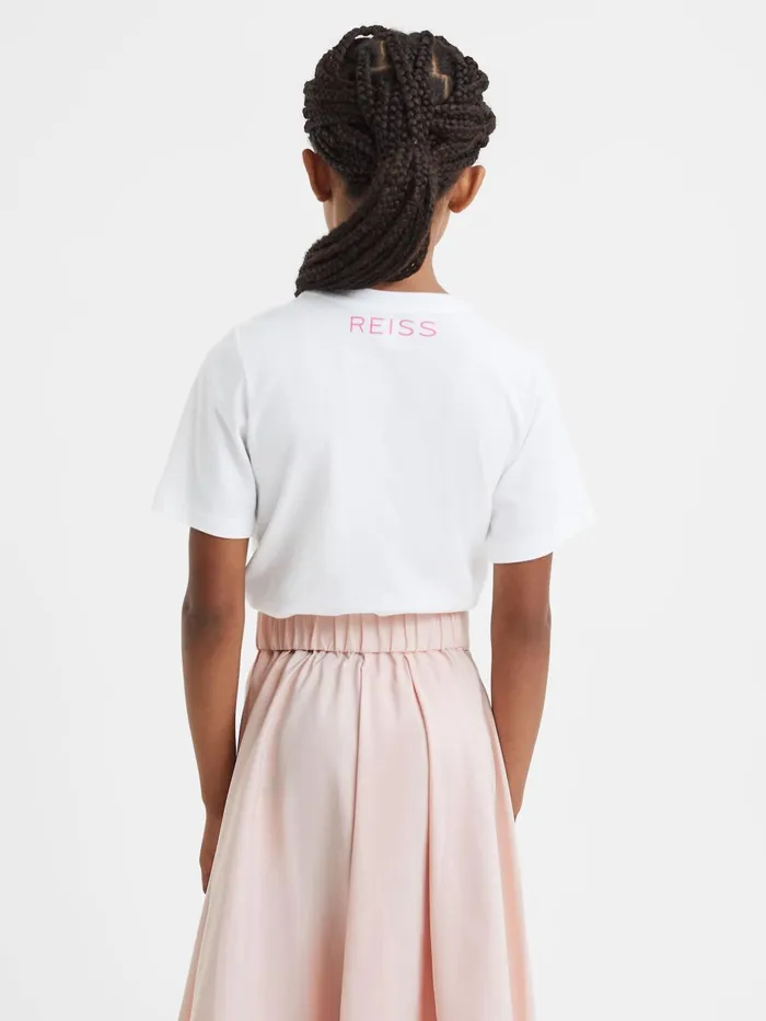 Children Reiss Tops and TShirts Yoshy Cotton Print TShirt White