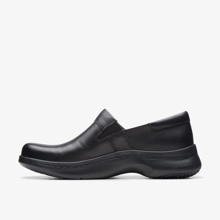 Clarks Pro Gem Black Leather Women Clarks Clogs and Mules