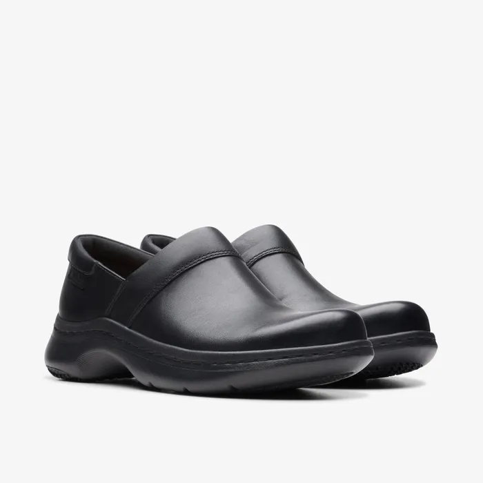 Clarks Pro Gem Black Leather Women Clarks Clogs and Mules