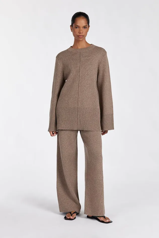 CLEMENCE CHOC MARLE KNIT PANT Women DISSH Pants
