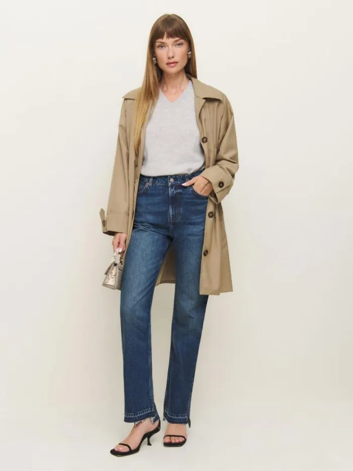 Clothing The Reformation Abby High Rise Straight Jeans Ozark Vented