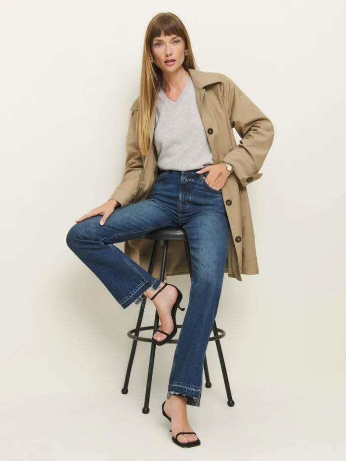Clothing The Reformation Abby High Rise Straight Jeans Ozark Vented