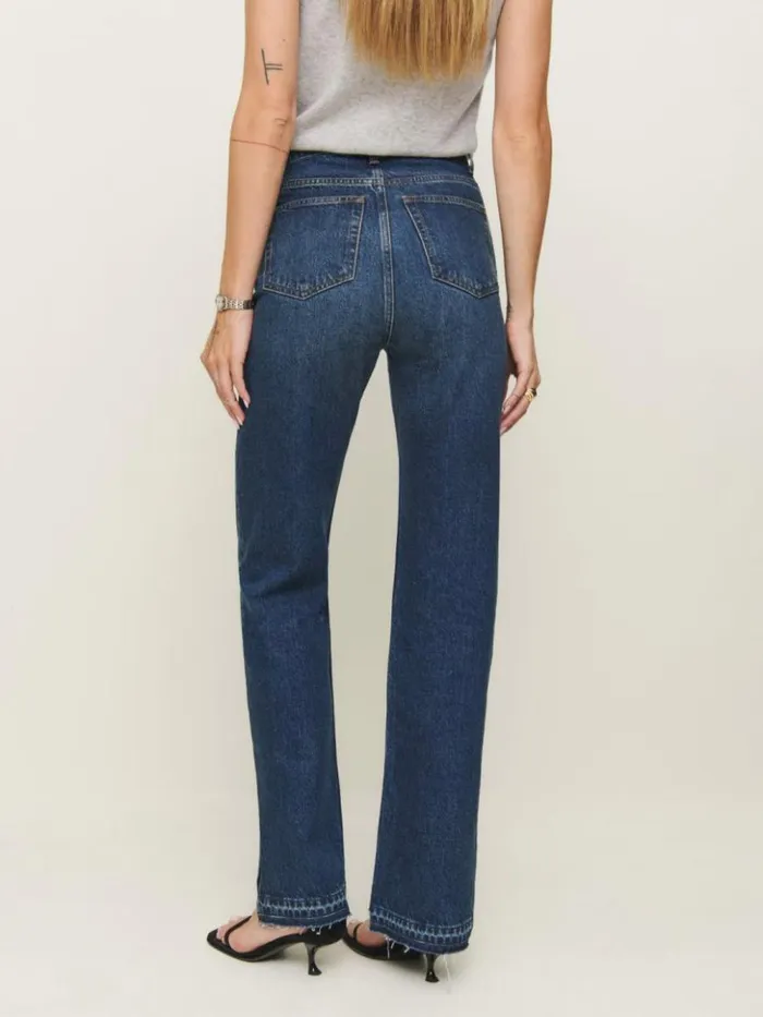 Clothing The Reformation Abby High Rise Straight Jeans Ozark Vented