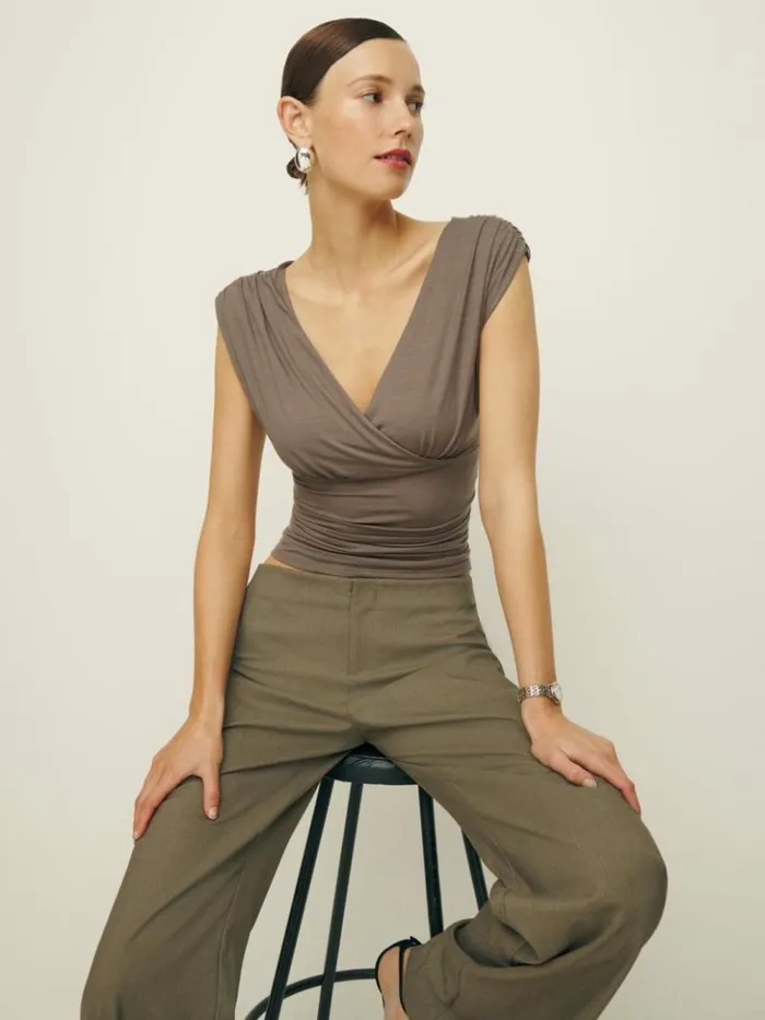 Clothing The Reformation Amelia Knit Top Shitake