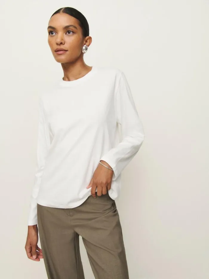 Clothing The Reformation Asher Oversized Long Sleeve Tee White