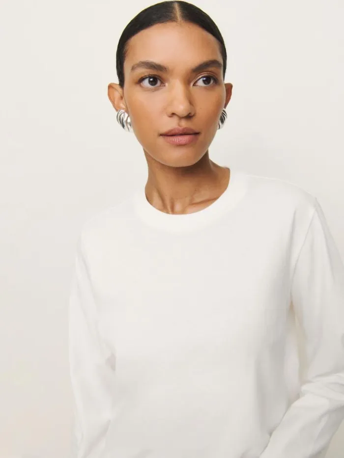 Clothing The Reformation Asher Oversized Long Sleeve Tee White