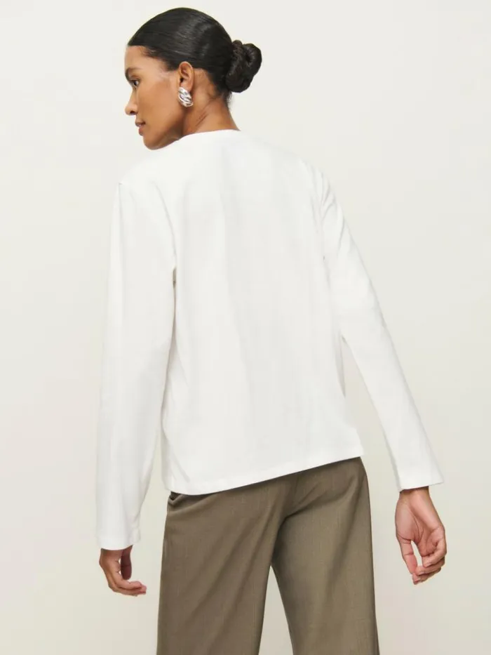 Clothing The Reformation Asher Oversized Long Sleeve Tee White