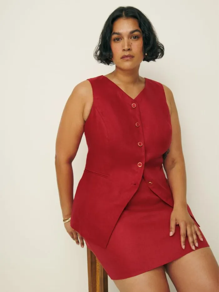 Clothing The Reformation Aspen Linen Top Es Sundried Tomato