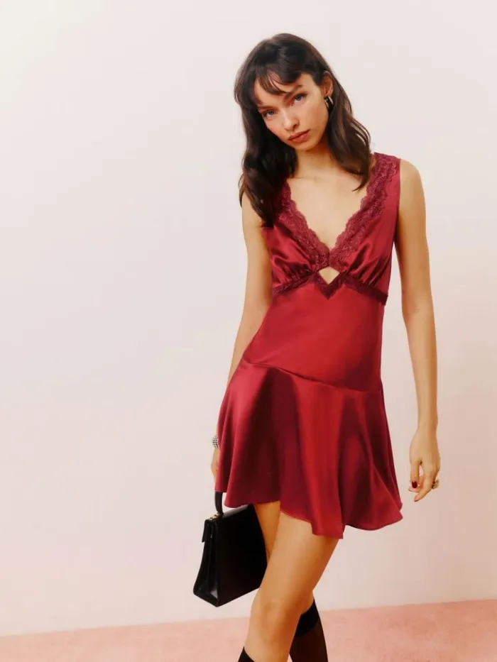 Clothing The Reformation Belva Silk Dress Sangre
