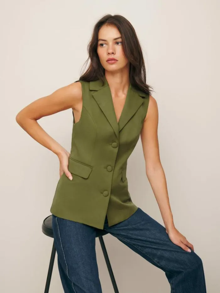 Clothing The Reformation Billie Vest Pear