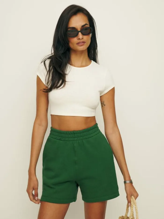 Clothing The Reformation Brooks Classic Sweat Short Verdant