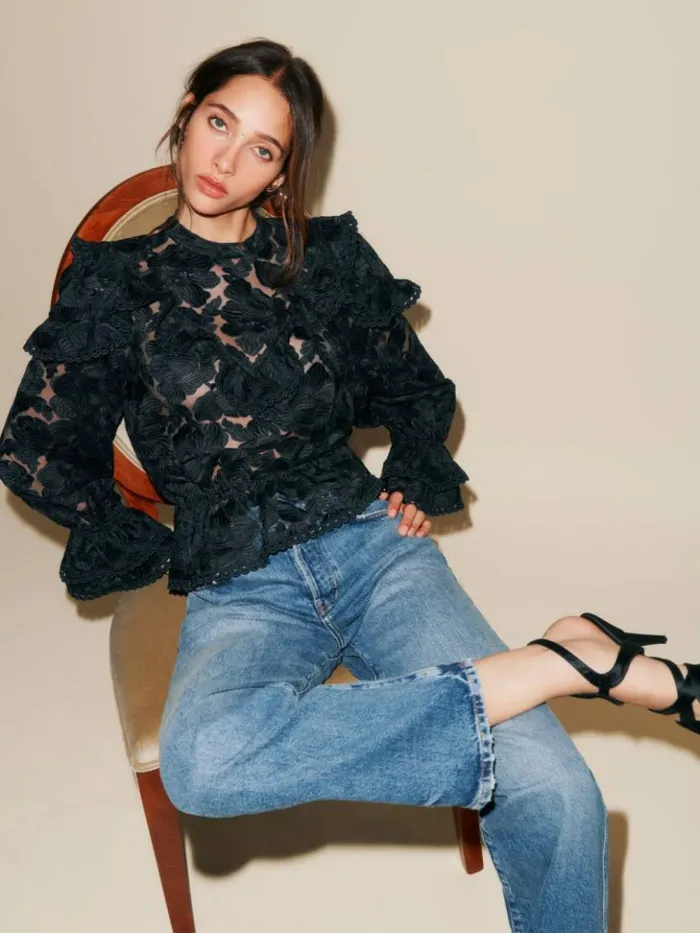 Clothing The Reformation Carlisle Top Black