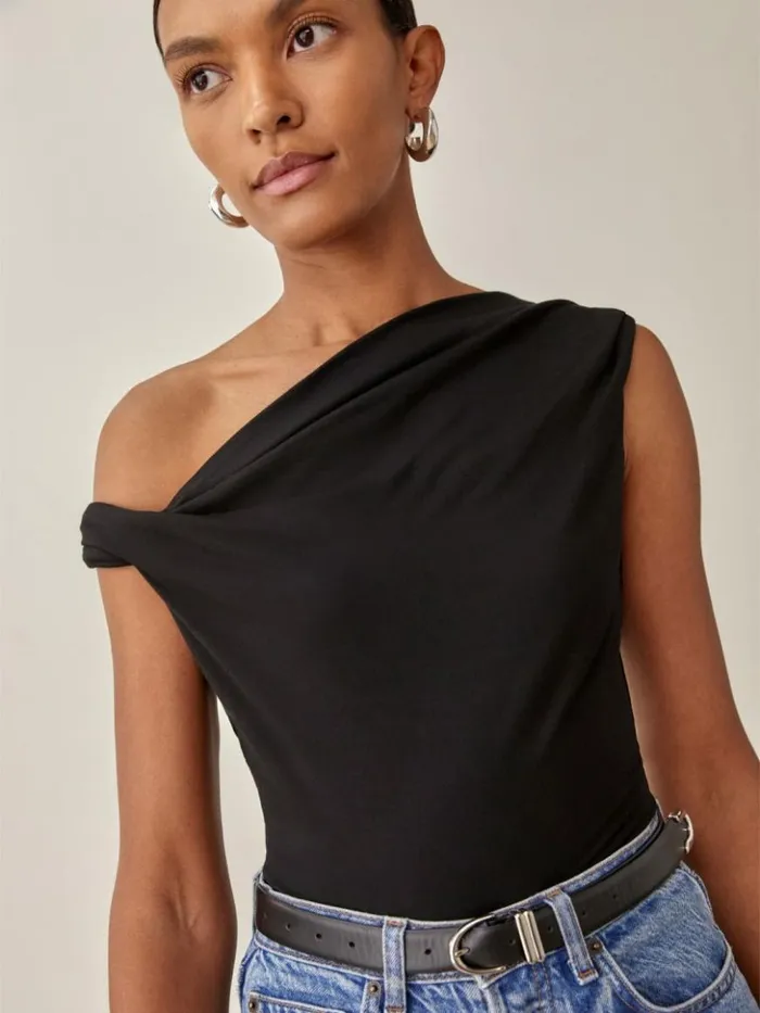 Clothing The Reformation Cello Knit Top Black