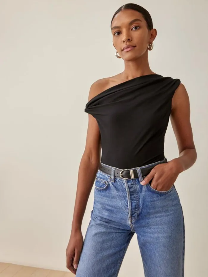 Clothing The Reformation Cello Knit Top Black