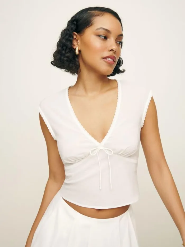 Clothing The Reformation Cherry Top White