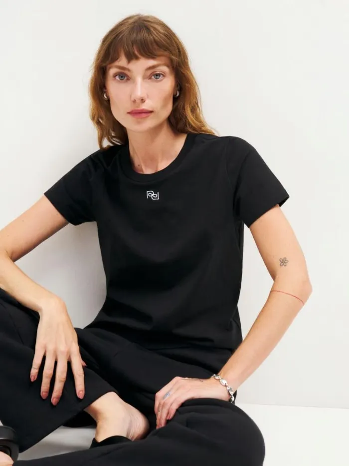 Clothing The Reformation Classic Crew Tee Logo Black
