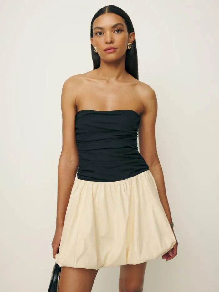 Clothing The Reformation Clea Dress Black And Sugar