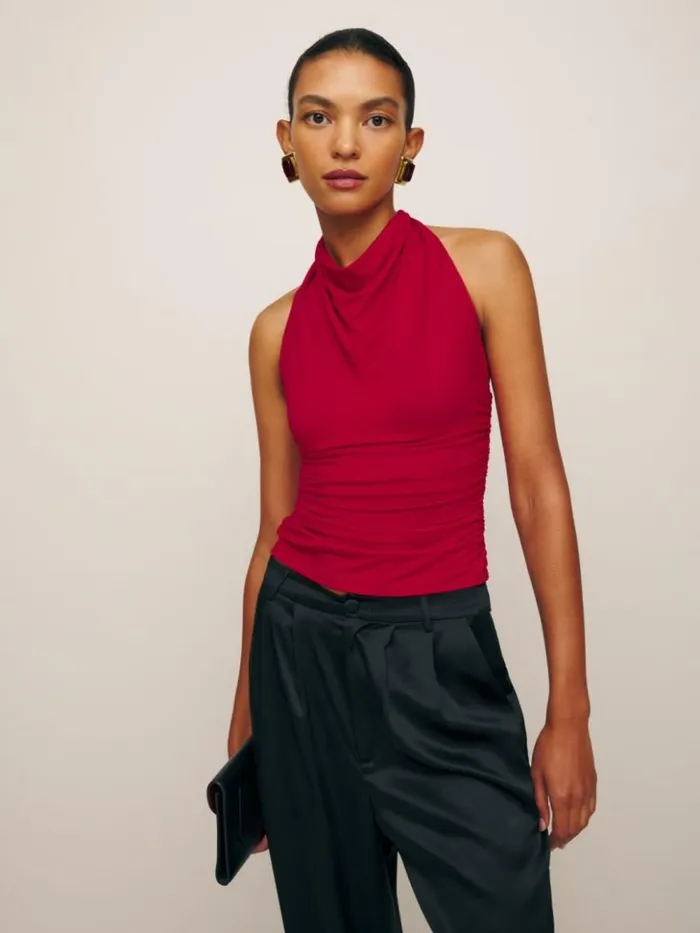 Clothing The Reformation Enzo Knit Top Lipstick