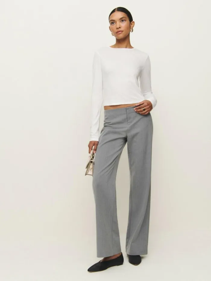 Clothing The Reformation Ezra Slim Fit Long Sleeve White