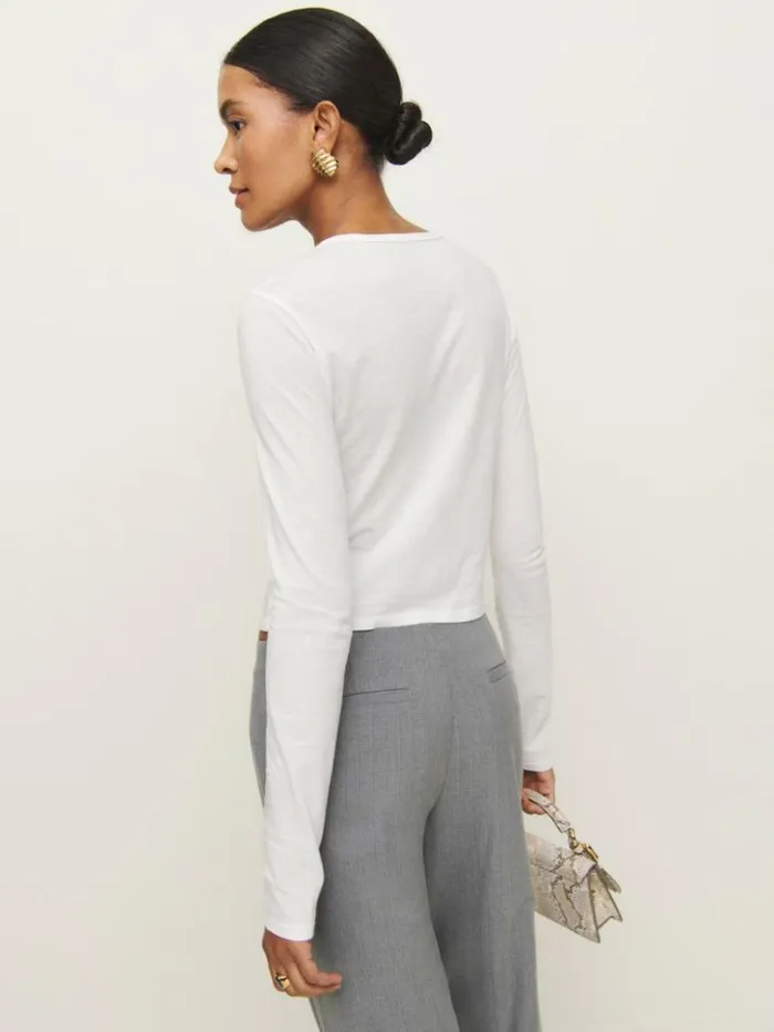 Clothing The Reformation Ezra Slim Fit Long Sleeve White