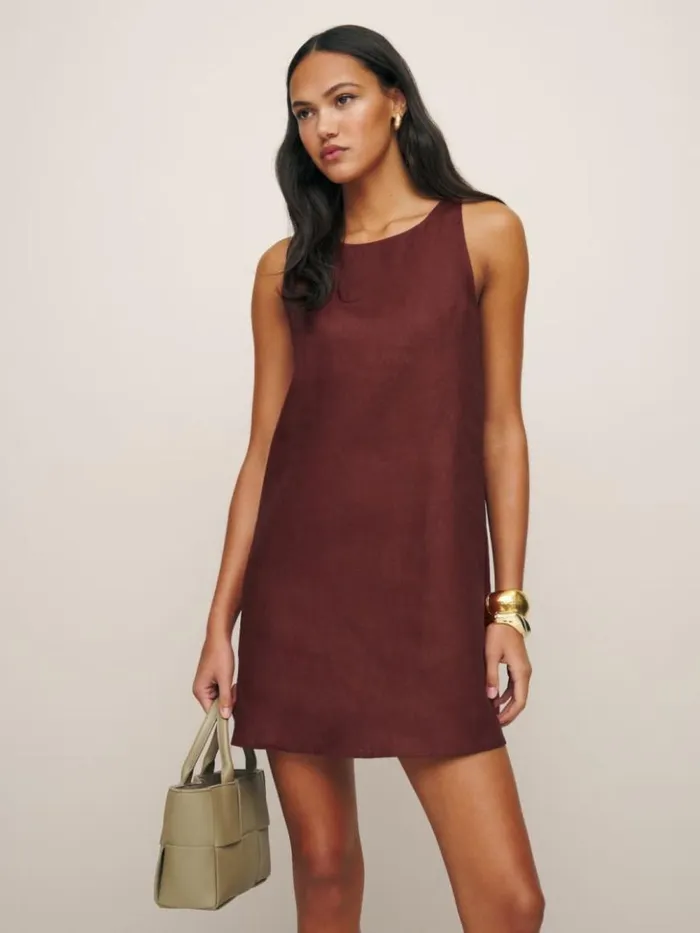 Clothing The Reformation Jessi Linen Dress Chianti
