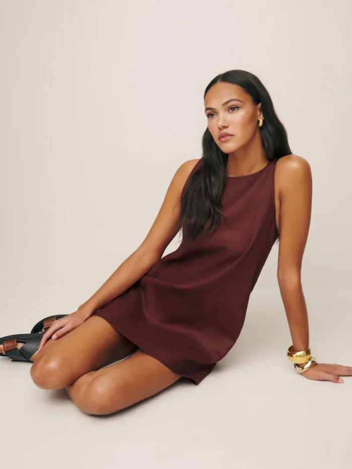 Clothing The Reformation Jessi Linen Dress Chianti