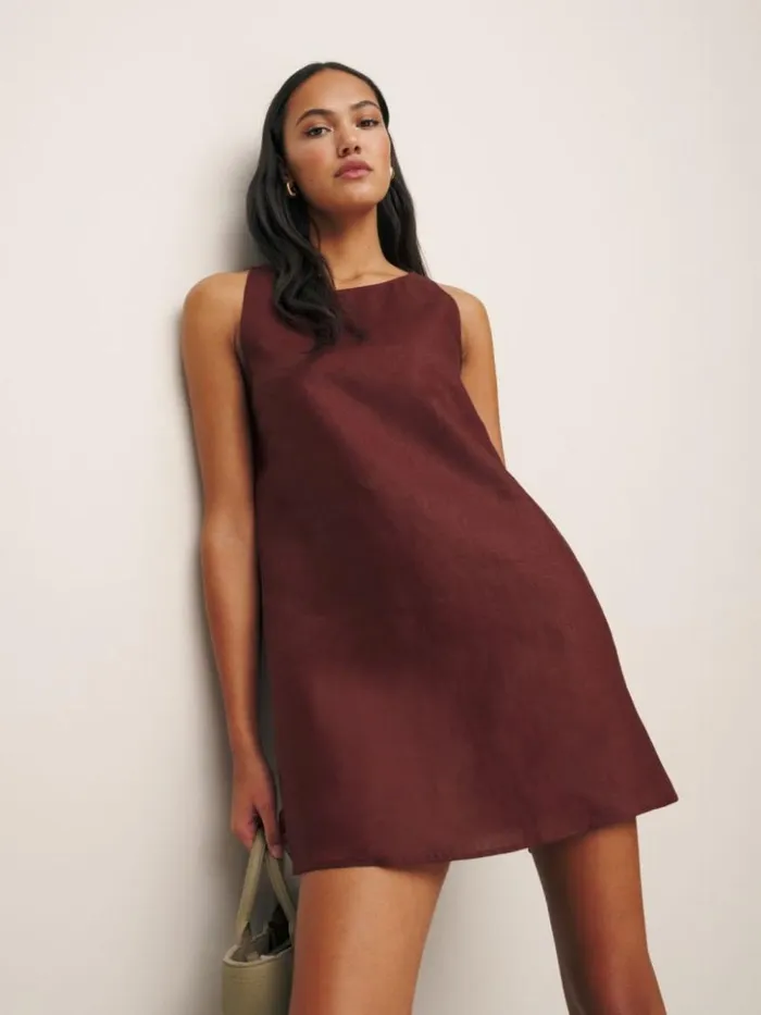 Clothing The Reformation Jessi Linen Dress Chianti